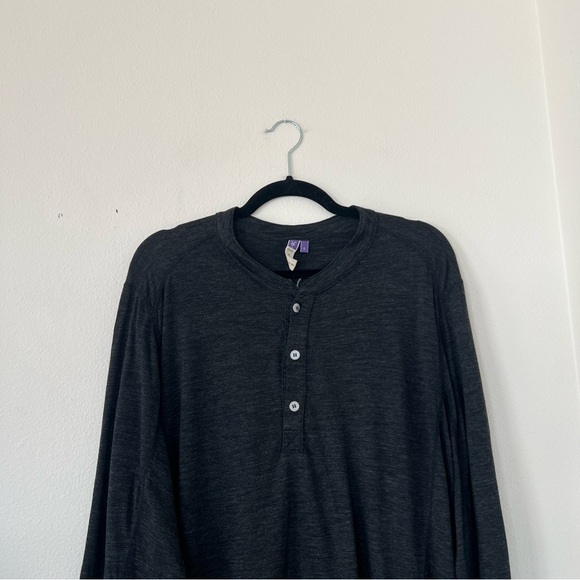 Ibex Dark Grey Merino Wool Henley Long Sleeve Top *FLAWED* - Picture 2 of 7